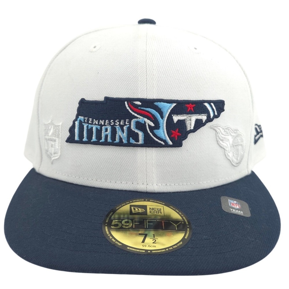New Era Tennessee Titans Hat Men 7 1/2 White 2023 NFL Draft On Stage 59FIFTY NEW